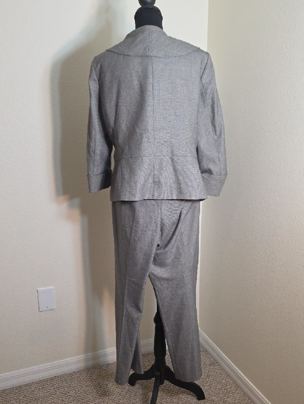 Anne Klein Gray Ruffle-Front Pantsuit - Picture 5 of 5
